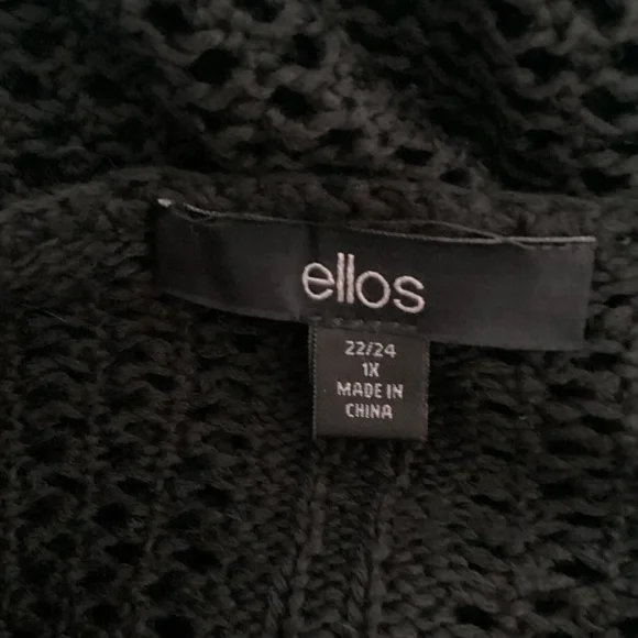 ELLOS 22/24 WOMAN PLUS BLACK CROCHET COVER UP SWEATER VERSATILE - Picture 10 of 12